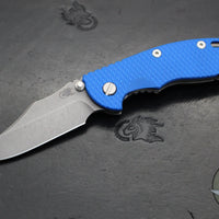 Hinderer XM-18 3.5"- NON FLIPPER- Bowie Edge- Working Finish Ti And Blue G-10- Working Finish S45VN Steel Blade