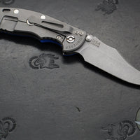 Hinderer XM-18 3.5"- NON FLIPPER- Bowie Edge- Working Finish Ti And Blue G-10- Working Finish S45VN Steel Blade