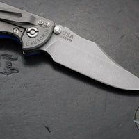 Hinderer XM-18 3.5"- NON FLIPPER- Bowie Edge- Working Finish Ti And Blue G-10- Working Finish S45VN Steel Blade