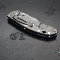 Hinderer XM-18 3.5"- NON FLIPPER- Bowie Edge- Working Finish Ti And Blue G-10- Working Finish S45VN Steel Blade