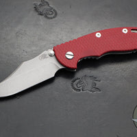 Hinderer XM-18 3.5"- NON FLIPPER- Bowie Edge- Working Finish Ti And Red G-10- Working Finish S45VN Steel Blade