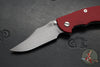 Hinderer XM-18 3.5"- NON FLIPPER- Bowie Edge- Working Finish Ti And Red G-10- Working Finish S45VN Steel Blade