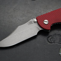 Hinderer XM-18 3.5"- NON FLIPPER- Bowie Edge- Working Finish Ti And Red G-10- Working Finish S45VN Steel Blade