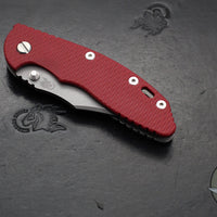 Hinderer XM-18 3.5"- NON FLIPPER- Bowie Edge- Working Finish Ti And Red G-10- Working Finish S45VN Steel Blade