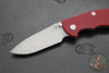 Hinderer XM-18 3.5"- Non-Flipper- Slicer Edge- Battle Bronze Finished Ti and Red G-10- Working Finish Blade