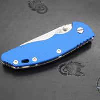 Hinderer XM-18 3.5"- Non-Flipper- Slicer Edge- Stonewash Ti and Blue G-10- Stonewash Blade