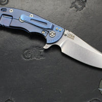 Hinderer XM-18 3.5"- Sheepsfoot- Stonewash Blue Titanium Handle- Various G-10- Stonewashed S45VN Steel Blade