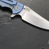 Hinderer XM-18 3.5"- Sheepsfoot- Stonewash Blue Titanium Handle- Various G-10- Stonewashed S45VN Steel Blade