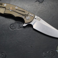 Hinderer XM-18 3.5"- Sheepsfoot- Stonewash Bronze Finished Titanium Handle- Various G-10- Stonewash S45VN Steel Blade