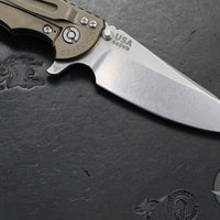 Hinderer XM-18 3.5"- Sheepsfoot- Stonewash Bronze Finished Titanium Handle- Various G-10- Stonewash S45VN Steel Blade