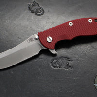 Hinderer XM-18 3.5"- Skinner Edge- Battle Bronze Ti And Red G-10- Working Finish Blade- S45VN