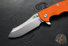Hinderer XM-18 3.5"- Skinner Edge-Stonewash Bronze Finished Ti And Orange G-10- Stonewash Finished Blade- S45VN