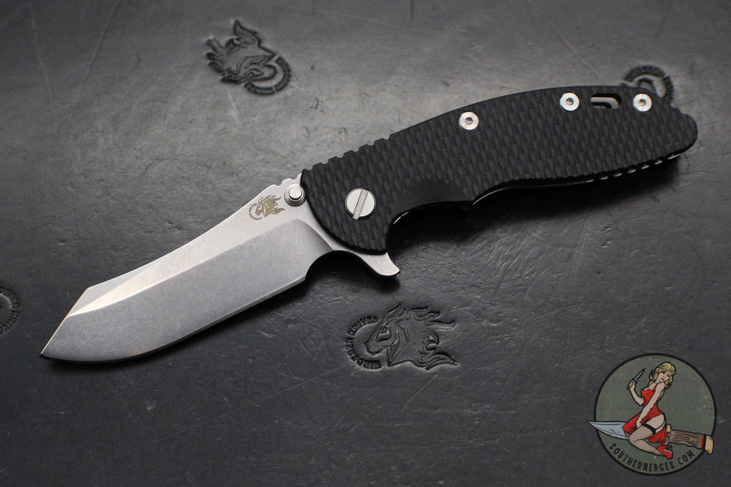 Hinderer XM-18 3.5"- Skinner Edge-Stonewash Finished Ti And Black G-10- Stonewash Finished Blade- S45VN