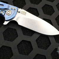 Hinderer XM-18 3.5"- Slicer Edge- Stonewash Blue Finished Titanium and Blue G-10- Stonewash Finished S45VN Blade