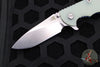 Hinderer XM-18 3.5"- Slicer Edge- Stonewash Blue Finished Titanium and Translucent Green G-10- Stonewash Finished S45VN Blade