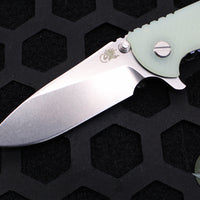 Hinderer XM-18 3.5"- Slicer Edge- Stonewash Blue Finished Titanium and Translucent Green G-10- Stonewash Finished S45VN Blade