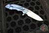 Hinderer XM-18 3.5"- Slicer Edge- Stonewash Blue Finished Titanium and Translucent Green G-10- Stonewash Finished S45VN Blade