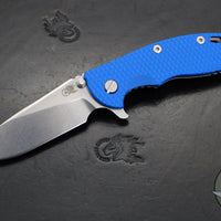 Hinderer XM-18 3.5"- Slicer Edge- Stonewash Finished Titanium and Blue G-10- Stonewash Finished S45VN Blade