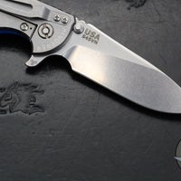 Hinderer XM-18 3.5"- Slicer Edge- Stonewash Finished Titanium and Blue G-10- Stonewash Finished S45VN Blade