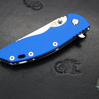 Hinderer XM-18 3.5"- Slicer Edge- Stonewash Finished Titanium and Blue G-10- Stonewash Finished S45VN Blade