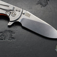 Hinderer XM-18 3.5"- Slicer Edge- Stonewash Finished Titanium and Orange G-10- Stonewash Finished S45VN Blade