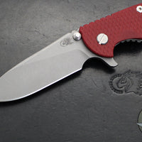 Hinderer XM-18 3.5"- Slicer Edge- Working Finish Titanium and Red G-10- Working Finish S45VN Blade