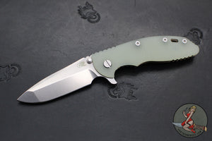 Hinderer XM-18 3.5"- Spanto Edge-  Stonewash Bronze Finished Ti And Translucent Green G-10- S45VN Stonewash Finished Blade
