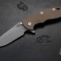 Hinderer XM-18 3.5"- Spearpoint- Battle Bronze Finished Titanium And FDE G-10 Handle- Working Finish S45VN Steel Blade