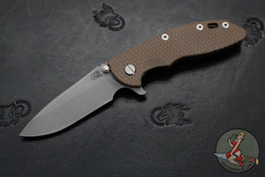 Hinderer XM-18 3.5"- Spearpoint- Battle Bronze Finished Titanium And FDE G-10 Handle- Working Finish S45VN Steel Blade