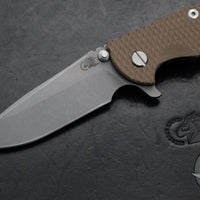 Hinderer XM-18 3.5"- Spearpoint- Battle Bronze Finished Titanium And FDE G-10 Handle- Working Finish S45VN Steel Blade