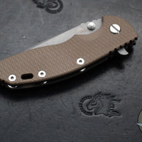 Hinderer XM-18 3.5"- Spearpoint- Battle Bronze Finished Titanium And FDE G-10 Handle- Working Finish S45VN Steel Blade