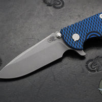 Hinderer XM-18 3.5"- Spearpoint-  Working Finish Ti and BlueBlack G-10 Handle- Working Finish S45VN Blade
