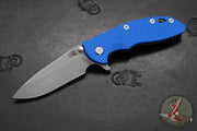 Hinderer XM-18 3.5"- Spearpoint-  Working Finish Ti and Blue G-10 Handle- Working Finish S45VN Blade