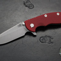 Hinderer XM-18 3.5"- Spearpoint-  Working Finish Ti and Red G-10 Handle- Working Finish S45VN Blade