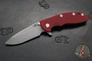 Hinderer XM-18 3.5"- Spearpoint-  Working Finish Ti and Red G-10 Handle- Working Finish S45VN Blade