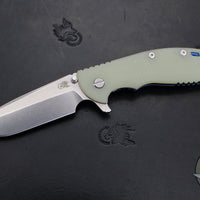 Hinderer XM-24 4.0"- Spanto Edge- Stonewash Blue Ti And Translucent Green G-10 Handle- Stonewash S45VN Blade