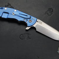 Hinderer XM-24 4.0"- Spanto Edge- Stonewash Blue Ti And Translucent Green G-10 Handle- Stonewash S45VN Blade