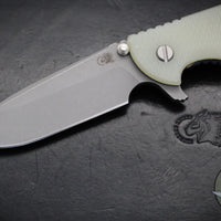 Hinderer XM-24 4.0"- Spearpoint- Battle Blue Ti And Translucent Green G-10 Handle- Working Finish S45VN Blade