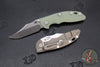Hinderer XM-18 3.5"- NON FLIPPER- Bowie Edge- Bronze Bead Blast Titanium And Various G-10 Scales- Stonewash Finished Magnacut Blade