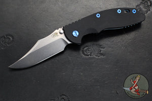 Hinderer XM-18 3.5"- NON FLIPPER- Bowie Edge- Assembly Special- Special Anodized- Stonewash Blue Ti And Smooth Black G-10- Blue Ti Hardware- Stonewash Finished S45VN Steel Blade