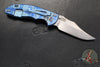 Hinderer XM-18 3.5"- NON FLIPPER- Bowie Edge- Assembly Special- Special Anodized- Stonewash Blue Ti And Smooth Black G-10- Blue Ti Hardware- Stonewash Finished S45VN Steel Blade