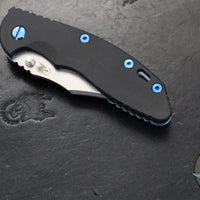 Hinderer XM-18 3.5"- NON FLIPPER- Bowie Edge- Assembly Special- Special Anodized- Stonewash Blue Ti And Smooth Black G-10- Blue Ti Hardware- Stonewash Finished S45VN Steel Blade