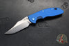 Hinderer XM-18 3.5"- NON FLIPPER- Bowie Edge- Assembly Special- Double Anodized- Stonewash Bronze/Blue Ti And Smooth BlueBlack G-10- Blue Ti Hardware- Stonewash Finished S45VN Steel Blade