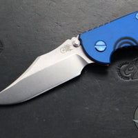 Hinderer XM-18 3.5"- NON FLIPPER- Bowie Edge- Assembly Special- Double Anodized- Stonewash Bronze/Blue Ti And Smooth BlueBlack G-10- Blue Ti Hardware- Stonewash Finished S45VN Steel Blade