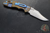 Hinderer XM-18 3.5"- NON FLIPPER- Bowie Edge- Assembly Special- Double Anodized- Stonewash Bronze/Blue Ti And Smooth BlueBlack G-10- Blue Ti Hardware- Stonewash Finished S45VN Steel Blade