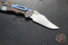 Hinderer XM-18 3.5"- NON FLIPPER- Bowie Edge- Assembly Special- Double Anodized- Stonewash Bronze/Blue Ti And Smooth Translucent Green G-10- Blue Ti Hardware- Stonewash Finished S45VN Steel Blade