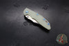 Hinderer XM-18 3.5"- NON FLIPPER- Bowie Edge- Assembly Special- Double Anodized- Stonewash Bronze/Blue Ti And Smooth Translucent Green G-10- Blue Ti Hardware- Stonewash Finished S45VN Steel Blade