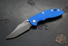 Hinderer XM-18 3.5"- Non-flipper- Bowie Edge- Working Finish Titanium And Blue G-10 Handle- Working Finish Blade