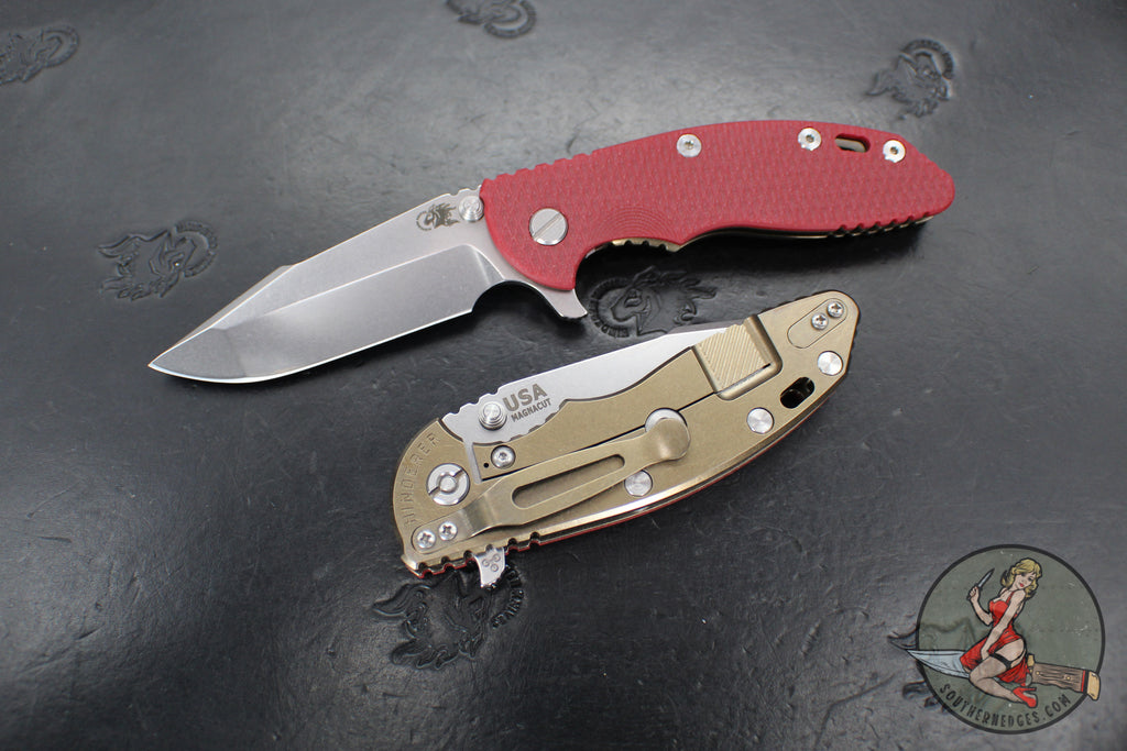 Hinderer XM-18 3.5"- Harpoon Spanto- Stonewash Bronze Titanium And Various G-10 Handles- Stonewash Magnacut Blade