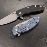 Hinderer XM-18 3.5"- Sheepsfoot- Battle Blue Titanium Handle- Various G-10 Scales- Working Finish S45VN Steel Blade